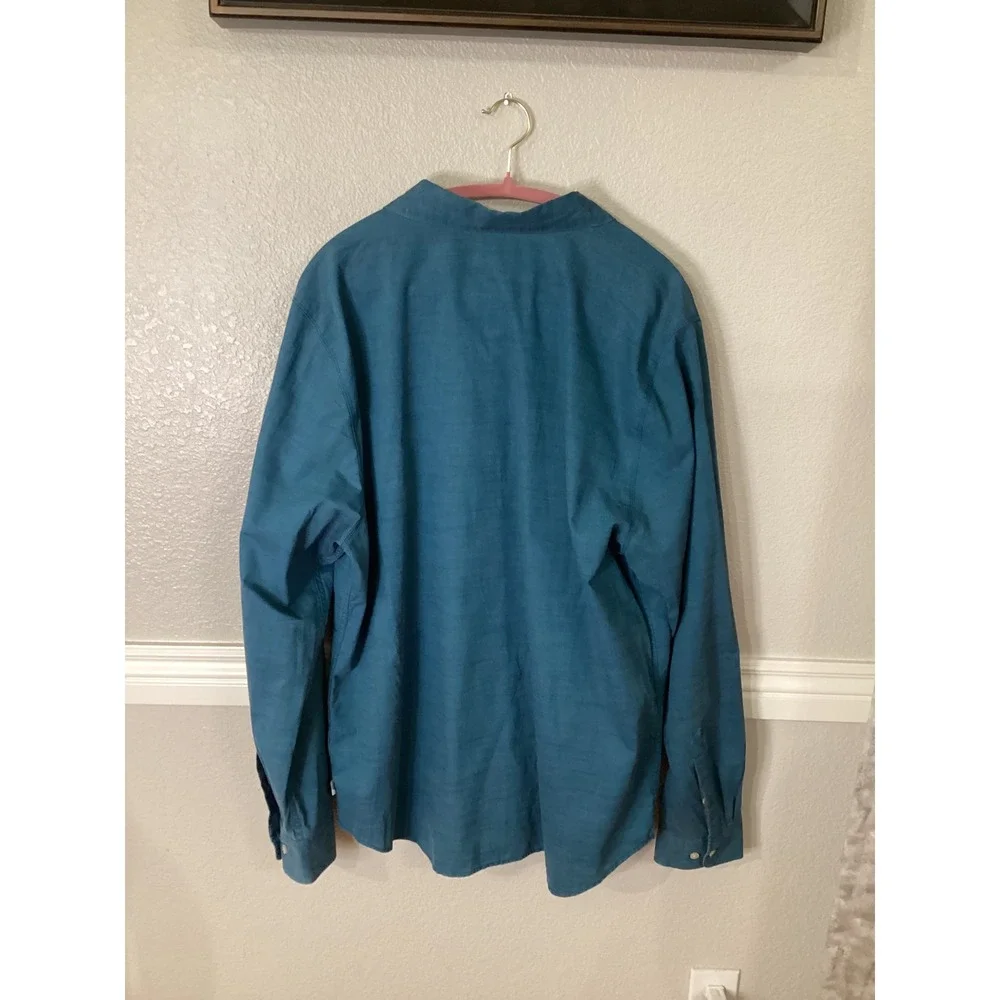 The North Face Mens XL Long Sleeve Button Up Casual Shirt Teal Blue‎